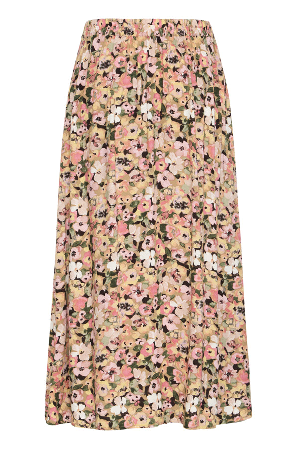 Falda midi, con goma en parte trasera de la cintura y abertura delantera.
Composición; 100% Viscosa (LENZING™ ECOVERO™).
Se recomienda lavar a mano o en lavadora hasta 30º. No usar lejía, planchar suavemente del revés hasta 110º y no usar secadora.
