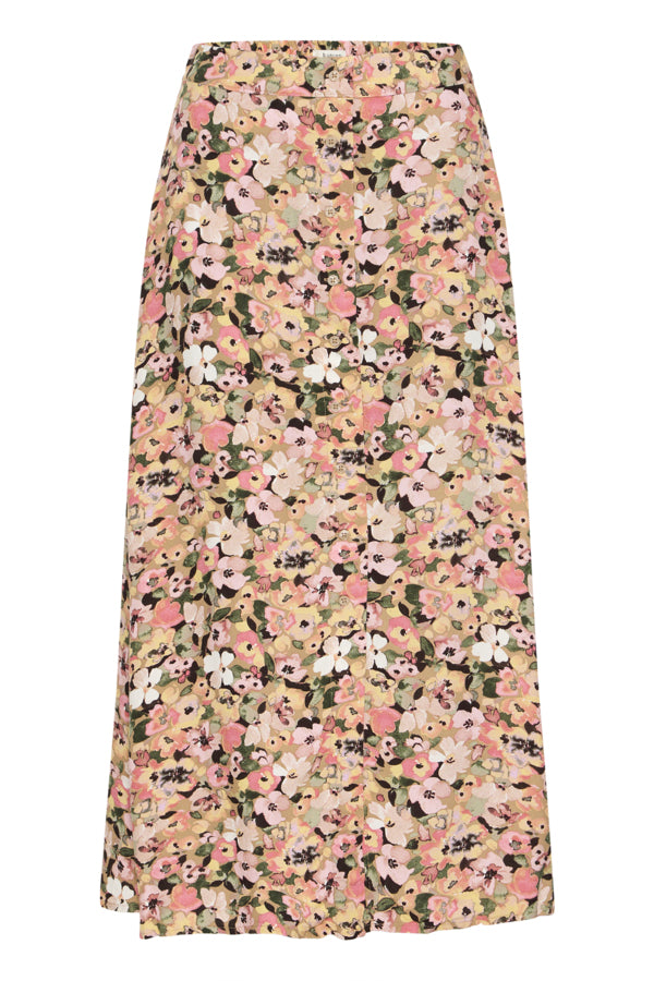 Falda midi, con goma en parte trasera de la cintura y abertura delantera.

Composición; 100% Viscosa (LENZING™ ECOVERO™).

Se recomienda lavar a mano o en lavadora hasta 30º. No usar lejía, planchar suavemente del revés hasta 110º y no usar secadora.