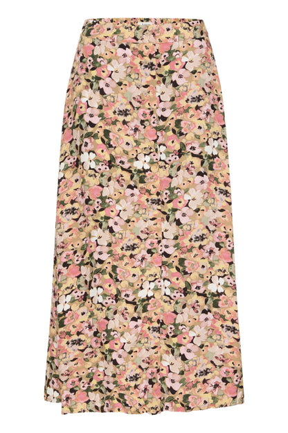 Falda midi, con goma en parte trasera de la cintura y abertura delantera.

Composición; 100% Viscosa (LENZING™ ECOVERO™).

Se recomienda lavar a mano o en lavadora hasta 30º. No usar lejía, planchar suavemente del revés hasta 110º y no usar secadora.