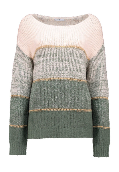 Jersey de rayas anchas, combinadas con línea dorada.

Composición: 72% Poliacrílic25% Poliamida y 2% Elastano.&nbsp;

Se recomienda lavar a mano o en lavadora hasta 30º. No usar lejía, planchar suavemente del revés hasta 110º y no usar secadora.