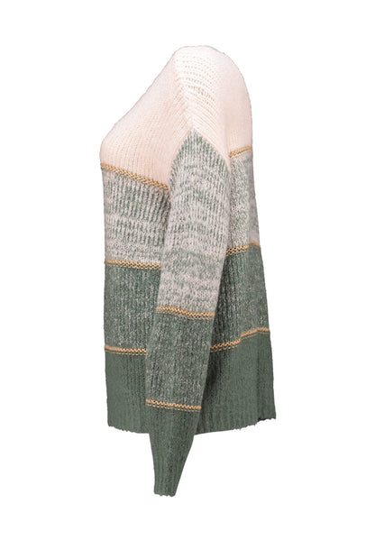 Jersey de rayas anchas, combinadas con línea dorada.

Composición: 72% Poliacrílic25% Poliamida y 2% Elastano.&nbsp;

Se recomienda lavar a mano o en lavadora hasta 30º. No usar lejía, planchar suavemente del revés hasta 110º y no usar secadora.