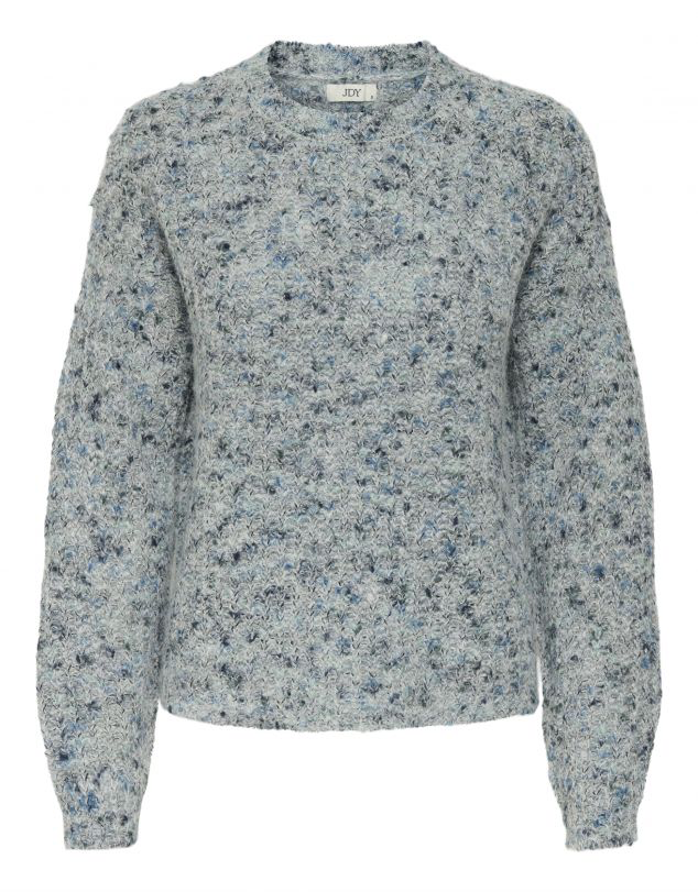 Jersey de cuello redondo, punto jaspeado, muy agradable al tacto.

Composición: 52% Acrílico, 43% poliéster y 5% Lana.

Se recomienda lavar a mano o en lavadora hasta 30º. No usar lejía, planchar suavemente del revés hasta 110º y no usar secadora.