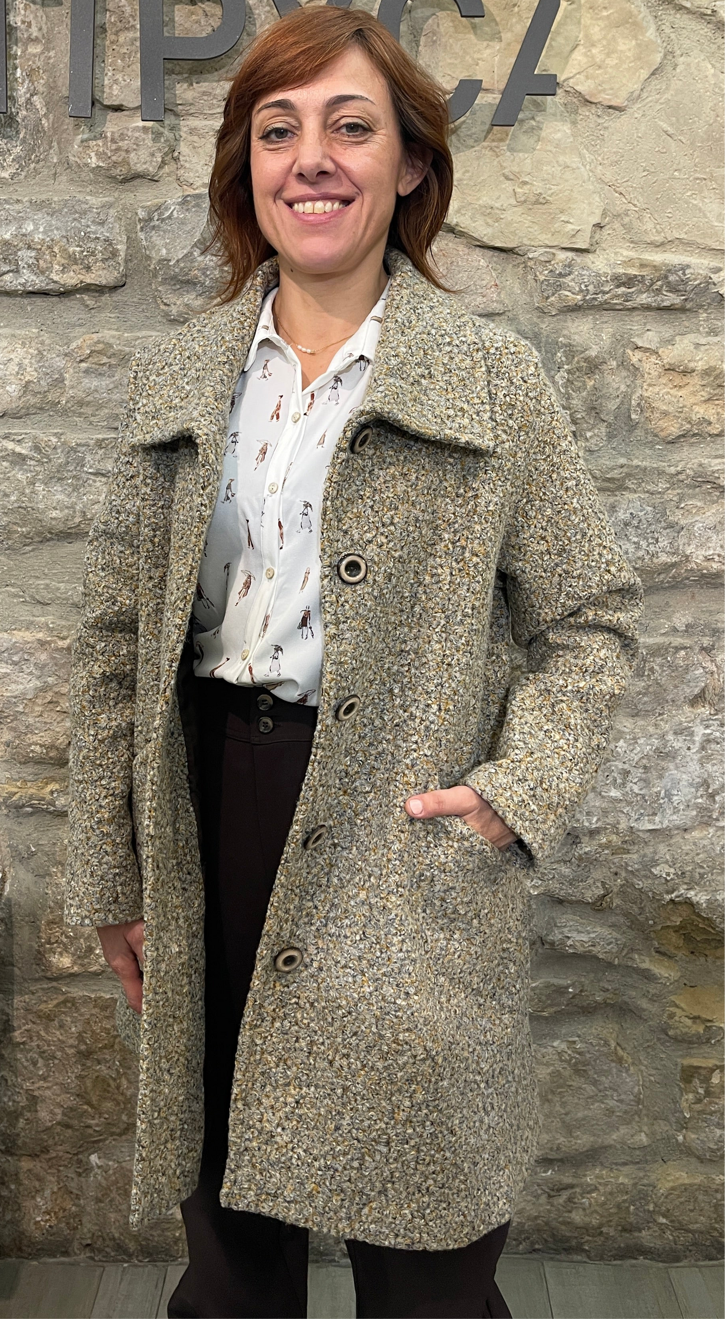 Abrigo jaspeado de mujer para Otoño Color Ocre