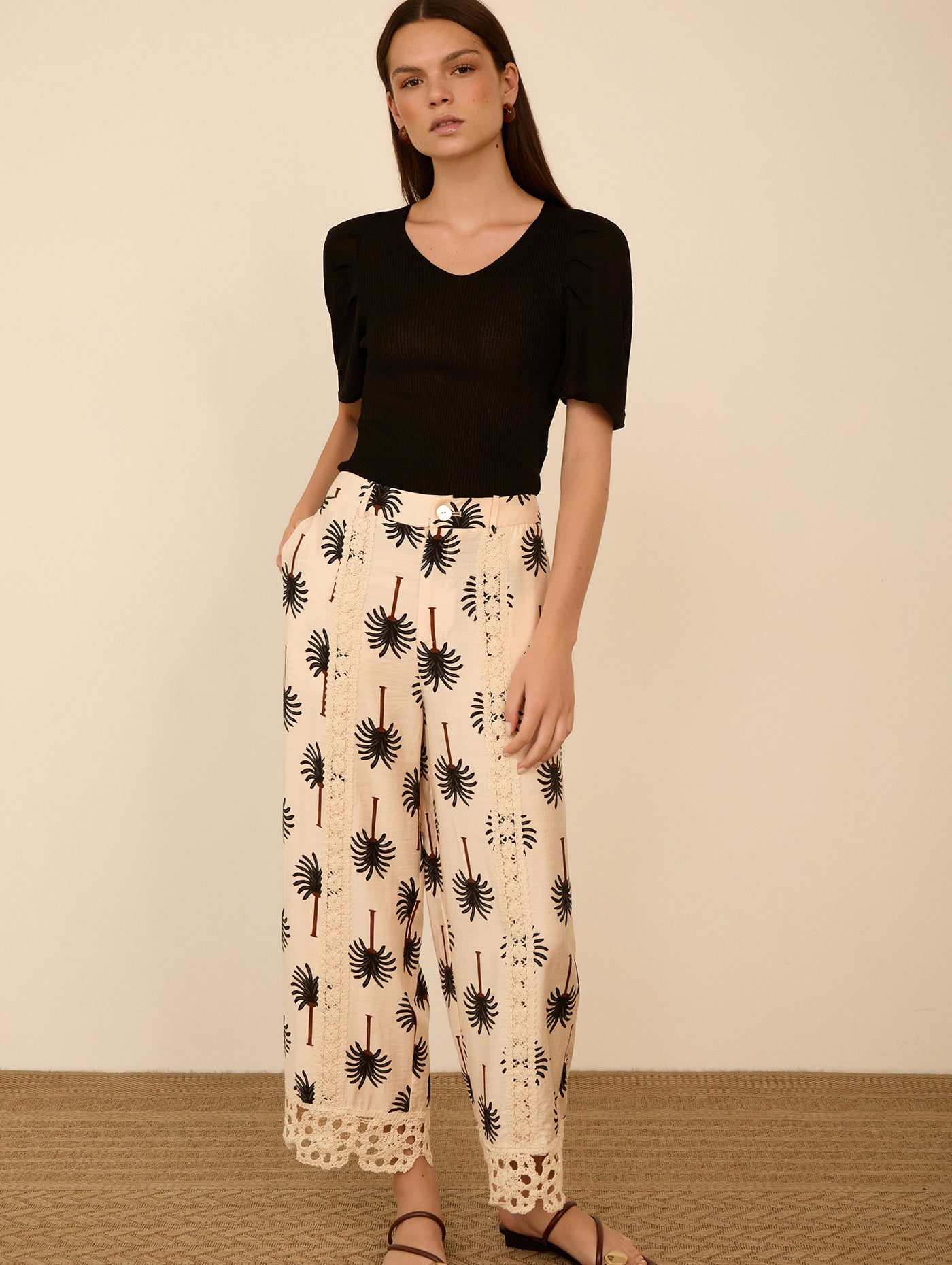 Pantalón Cropped Palmeras MEISIE
