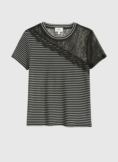 Camiseta de rayas con detalle de encaje en uno de los hombros. Tejido maravilloso

Composición: 45% Poliéster, 20% Algodón y 5% Elastano.

Se recomienda lavar a mano o en lavadora hasta 30º. No usar lejía, planchar suavemente del revés hasta 110º y no usar secadora.