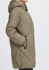 Abrigo acolchado mujer byoung beige vista frontal – Tienda de ropa en Logroño